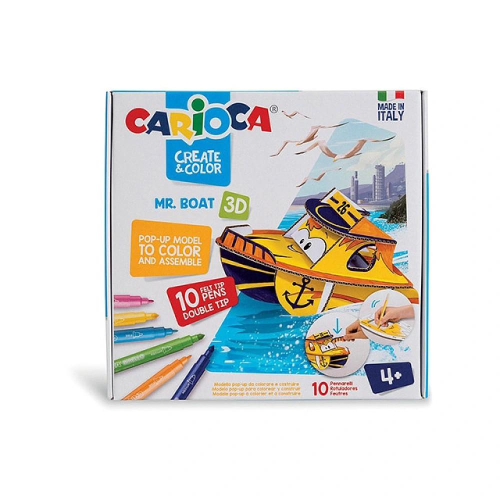 Puzzle CARIOCA Create&Color 3D-puzzle Mr. Boat cu carioci 10 buc