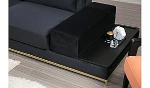 Canapea Trendy cu 4 locuri Linie cu masa laterala - neagra 102 x 84 x 320 cm