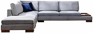 Canapea coltar Trendy Lalea Colt Stanga Cu Pouf - Gri inchis