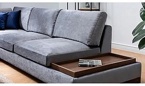 Canapea coltar Trendy Lalea Colt Stanga Cu Pouf - Gri inchis