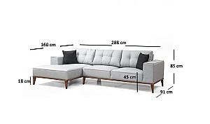 Canapea coltar Trendy Montana (Chl+3R) Gri Deschis