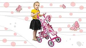 Carucior pentru papusa Moni Flower Garden Pink