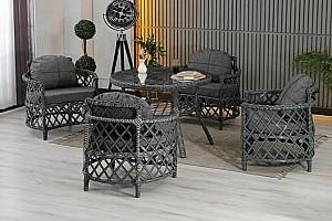 Set mobila de gradina Stars Plastik Berlin Rattan 4+1 Antracit