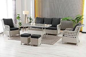 Set mobila de gradina Stars Plastik Vilza Rattan 3+1+1 (Puf 1+1) Bej