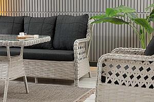 Set mobila de gradina Stars Plastik Vilza Rattan 3+1+1 (Puf 1+1) Bej