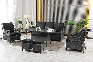 Set mobila de gradina Stars Plastik Vilza Rattan 3+1+1 (Puf 1+1) Antracit
