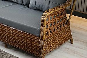 Set mobila de gradina Stars Plastik Vilza Rattan 3+1+1 (Puf 1+1) Maro