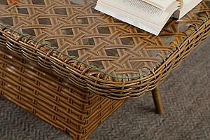 Set mobila de gradina Stars Plastik Vilza Rattan 3+1+1 (Puf 1+1) Maro