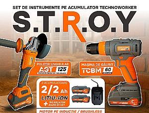 Set de scule electrice TECHNOWORKER AGT 125 + TCBM 60 Pro Line