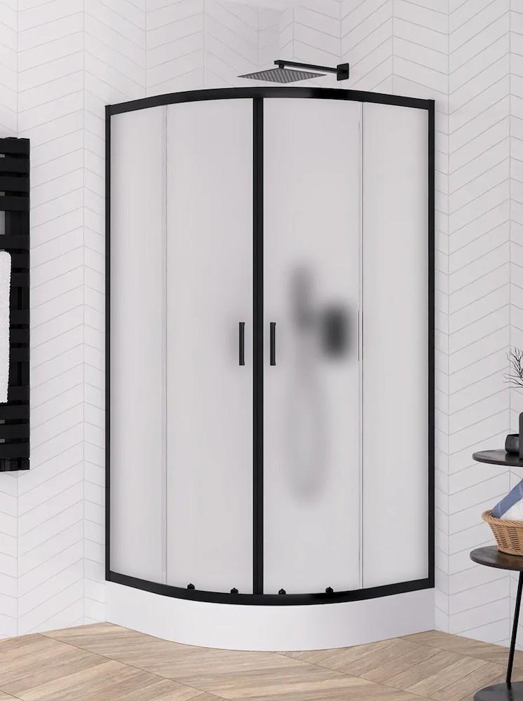 Cabina de dus New Trendy Suvia Black 80x80x206 ZS-0017 (cu cadita)