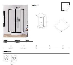 Cabina de dus New Trendy Suvia Black 80x80x206 ZS-0017 (cu cadita)