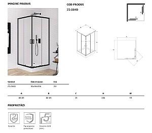 Cabina de dus New Trendy Suvia Black 90x90x206 ZS-0040 (cu cadita)