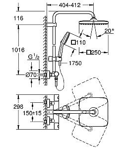 Set de duș Grohe New Tempesta Cosmopolitan 250 (26689001)