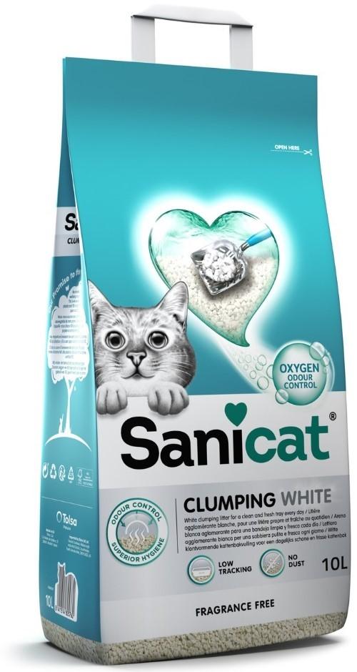 Asternut pentru litiere Sanicat CLUMPING WHITE FRAGRANCE FREE 10l