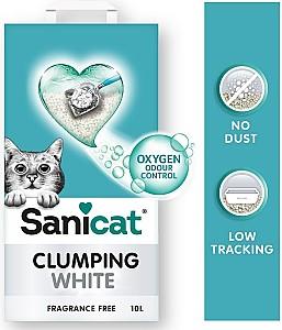 Asternut pentru litiere Sanicat CLUMPING WHITE FRAGRANCE FREE 10l