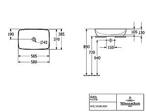 Lavoar baie Villeroy & Boch Artis 580×385 (41725801)