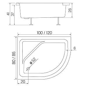 Cadita de dus New Trendy New Maxima R 120x85x41 B-0379 (19630)