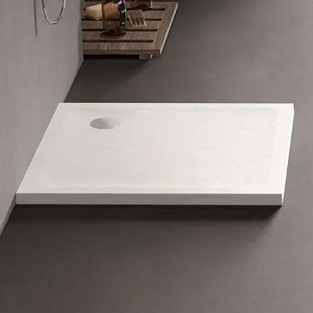 Cadita de dus New Trendy Mild Stone Rectangular White 90x90x4.5 B-0542