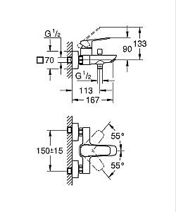Baterie cada Grohe Cubeo 1018132430