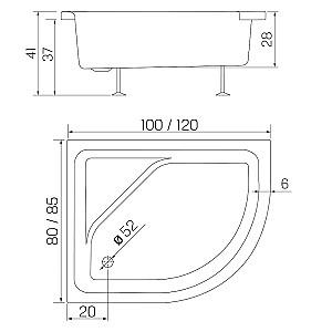 Cadita de dus New Trendy O-0149 Maxima 120x85x37cm