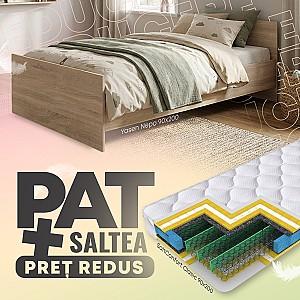 Pat copii Yasen Nepo 0.9 m Stejar Sonoma + Saltea Salt Confort Clasic 90x200