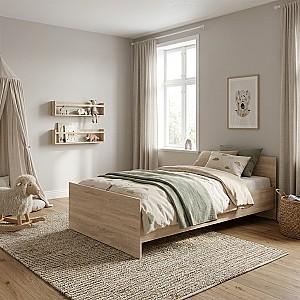 Pat copii Yasen Nepo 0.9 m Stejar Sonoma + Saltea Salt Confort Clasic 90x200