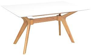 Set de masa si scaune Evelin Raffles Rectangular White / Bella Beech + 6 scaune Cameroon White / Bella Beech