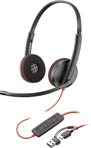 Casti HP Poly Blackwire 3210 Monaural USB-C Headset +USB-C/A Adapter (8X214AA)