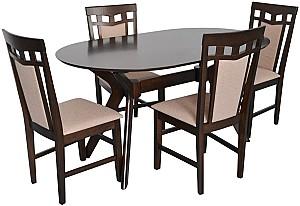 Set de masa si scaune Evelin Raffles Oval Chocolate + 4 scaune Deepa R Chocolate / NV-3WP