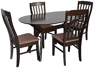 Set de masa si scaune Evelin Raffles Oval Chocolate + 4 scaune Wenyi Chocolate / Ekea12 Dark Brown
