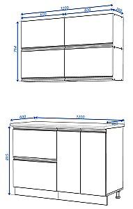 Set mobila bucatarie Yasen Madera 1.2 m (dulap sub chiuvetă) Stejar Kraft Alb / Grafit Gri