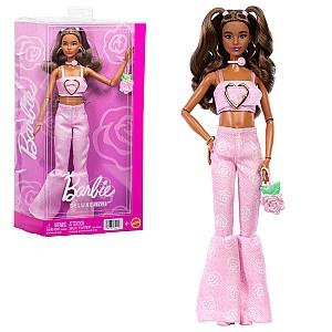 Papusa BARBIE Fashionistă în top roz din denim și blugi evazați