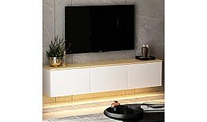 Tumba pentru televizor Trendy Neon Alb/Stejar