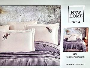 Albituri de pat Newhome NH Pike L.Grey cu broderie