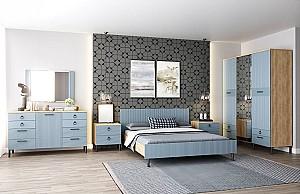 Set dormitor ML Mobila Velvet Nr.1 Stejar Auriu/Laguna Soft