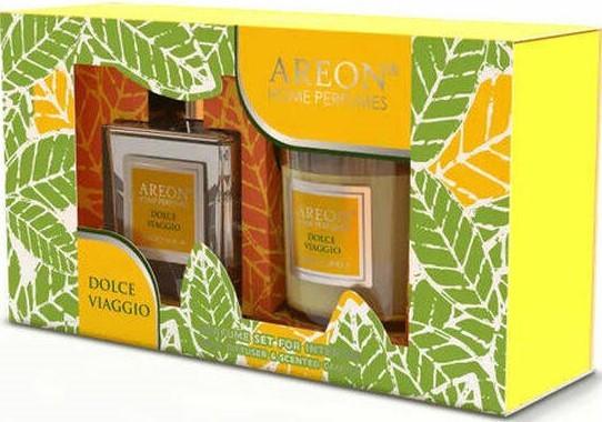 Aromatizator de aer Areon Home Perfume Sticks 150ml + Lumanare (Dolce Viaggio)