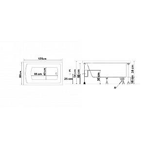 Cadă de baie Stelle Banyo Milas (80x170) White