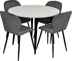 Set de masa si scaune Evelin DT 402-3B + 4 scaune YTC-064 B / BLU-14 (Dark Grey)