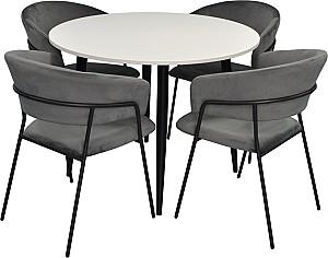 Set de masa si scaune Evelin DT 402-3B + 4 scaune YTC-097 B / UF BLU-14 (Dark Grey)