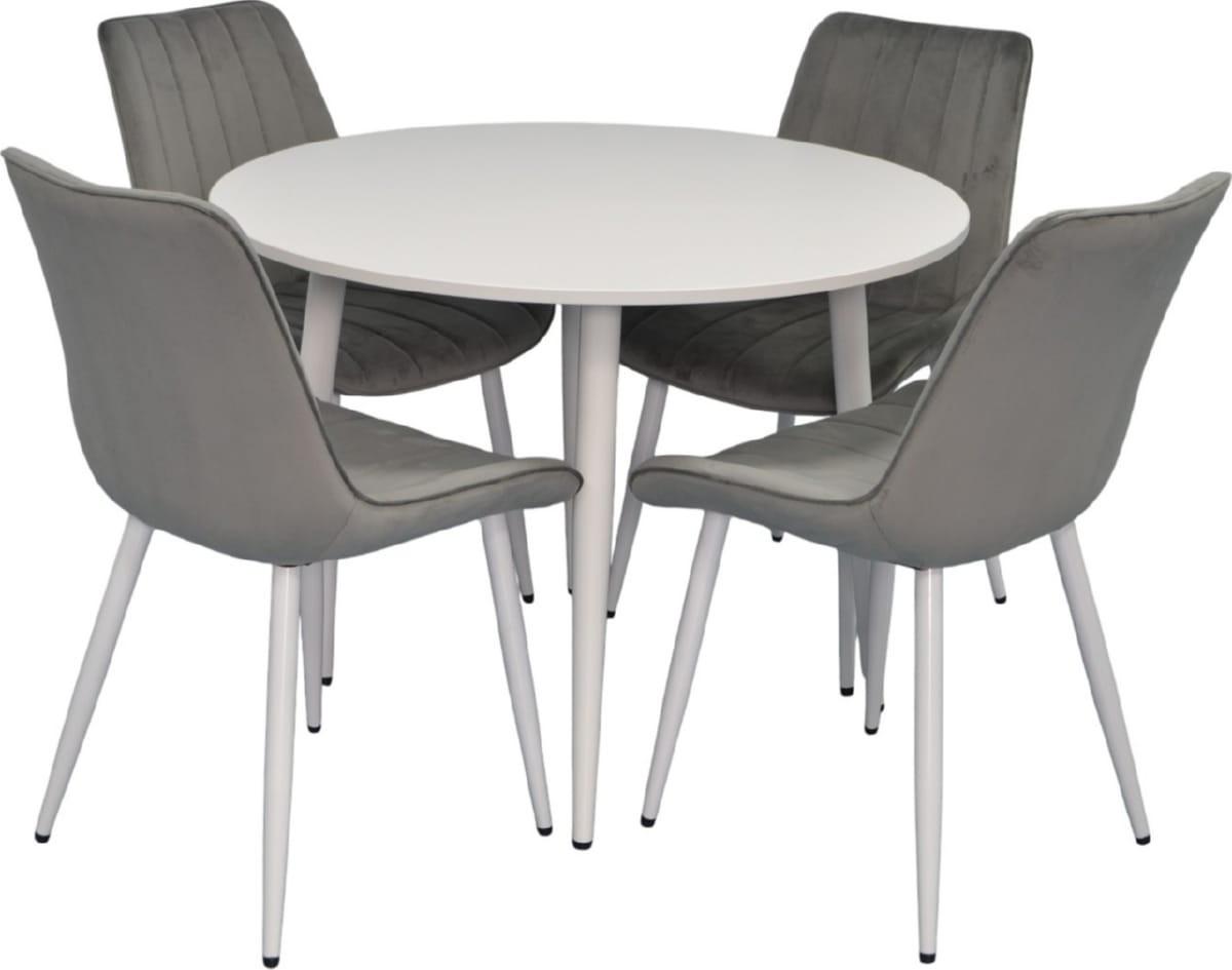Set de masa si scaune Evelin DT 402-5Wh + 4 scaune YTC-055 Wh / BLU-13 (Light Grey)