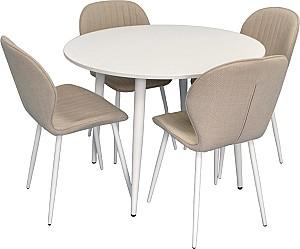 Set de masa si scaune Evelin DT 402-5Wh + 4 scaune YTC-064 Wh / BJORN-24 (Light Beige)