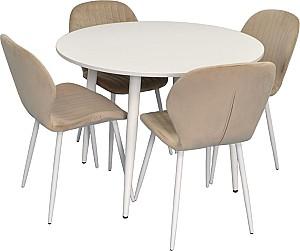 Set de masa si scaune Evelin DT 402-5Wh + 4 scaune YTC-064 Wh / UF910-01 (Light Beige)