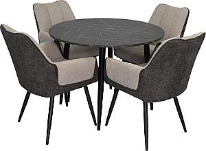 Set de masa si scaune Evelin DT 402-6B + 4 scaune QT-227 B / UF885-13 (Light Grey) / UF885-15 (Dark Grey)