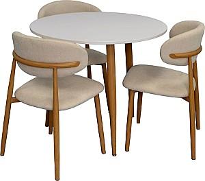 Set de masa si scaune Evelin DT 404-1Wo + 3 scaune QT-284 Wo / UF885-02 (Light Beige)