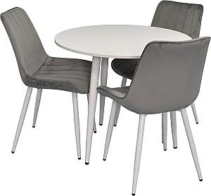 Set de masa si scaune Evelin DT 404-5Wh + 3 scaune YTC-055 Wh / BLU-13 (Light Grey)