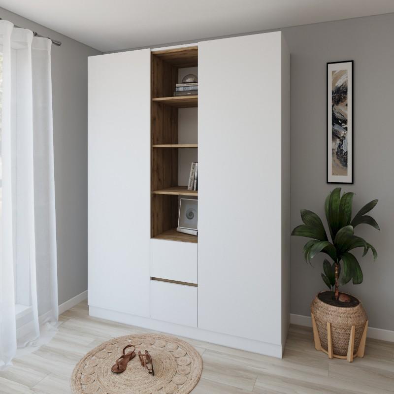 Dulap Smartex N14 160 cm Alb / Stejar Închis