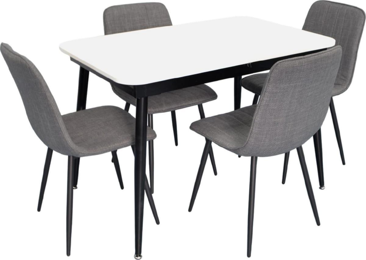 Set de masa si scaune Evelin DT 531R B + 4 scaune YTC-078 B / BJORN-13 (Grey)