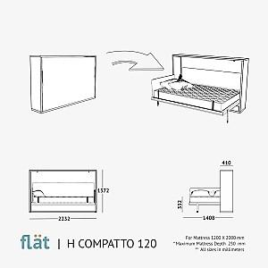 Pat rabatabil Flat Compatto H 120x200 Alb