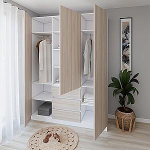 Dulap Smartex N16 180 cm Alb / Stejar Deschis
