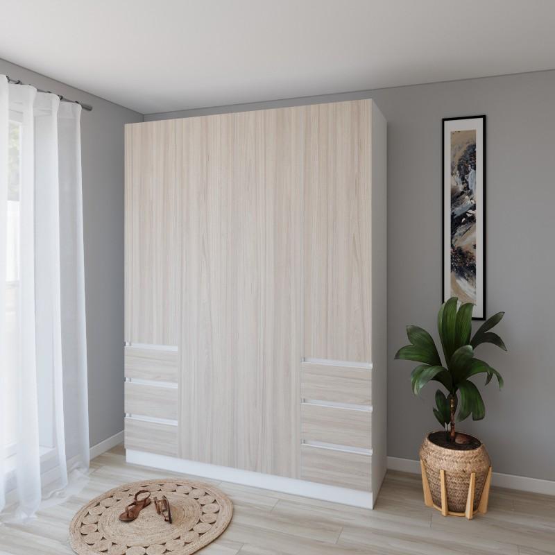 Dulap Smartex N17 200 cm Alb / Stejar Deschis